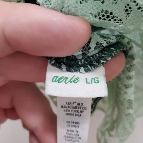 Aerie Ombre Firework Hunter Mint Plunge Neck Longline Lace Bralette Size L - Picture 3 of 6